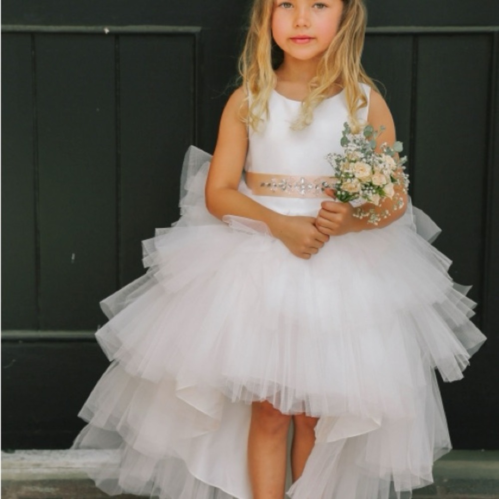 Asymmetrical Tulle Flower girl Gown